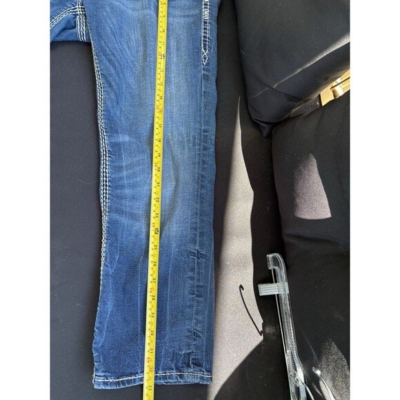 Women’s Rock Revival Dark Wash Jeans Vivian Capri Embroidery Rhinestones Sz 29 - Picture 10 of 11